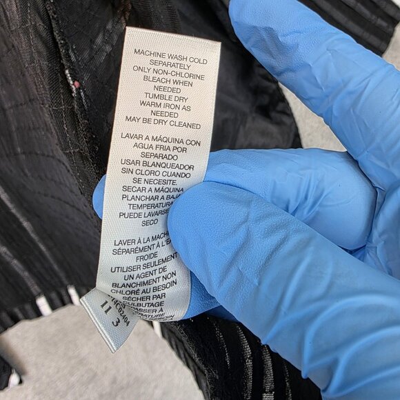 Chicos Collection Jacket Womens L Black White Striped Open Front Kimono Cardigan - Picture 8 of 10